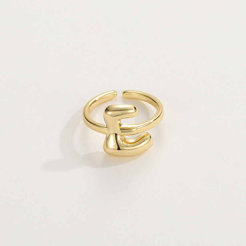 Cute Bubble Letter Initial Ring in gold