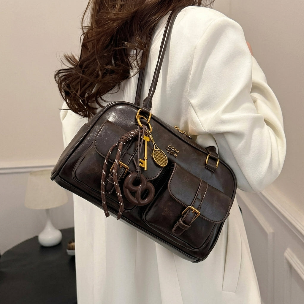 Double Front Pocket Shoulder Bag