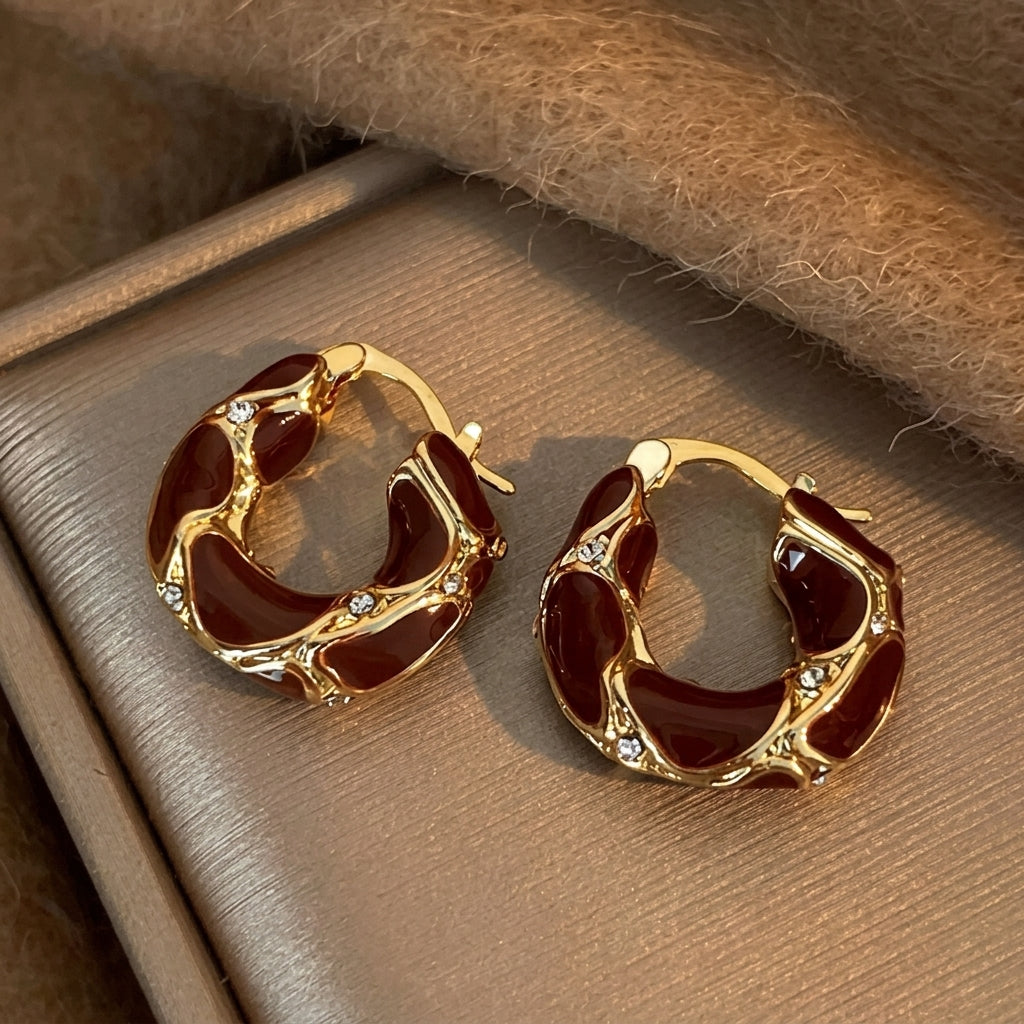 4x Tiger Eye Enamel Earrings Sets