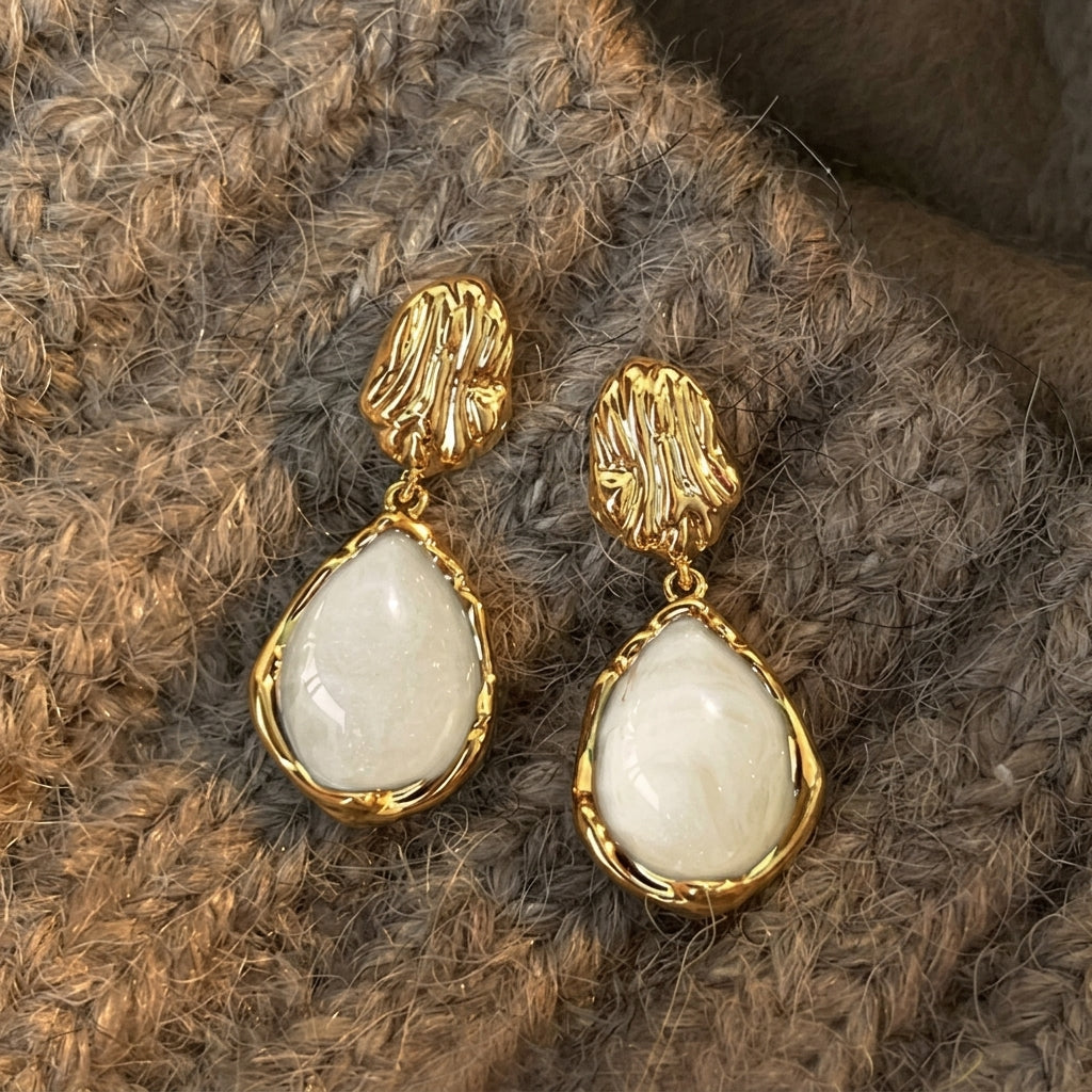 5x White & Gold Enamel Earrings Sets