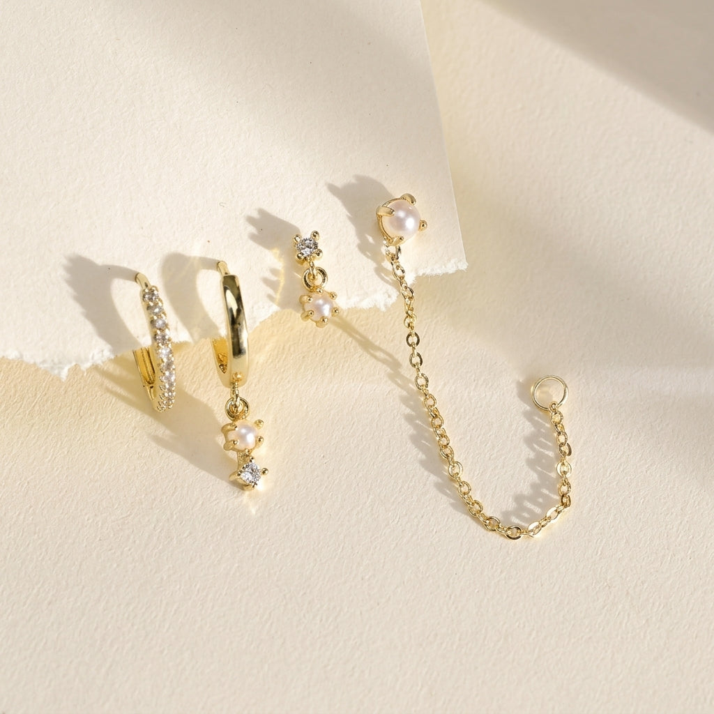 Elegant Rhinestone Earrings Stack