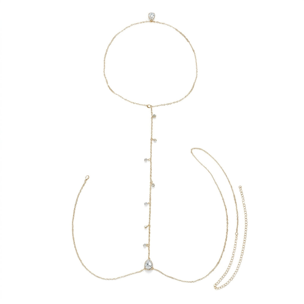 Elegant Teardrop Necklace & Back Chain 