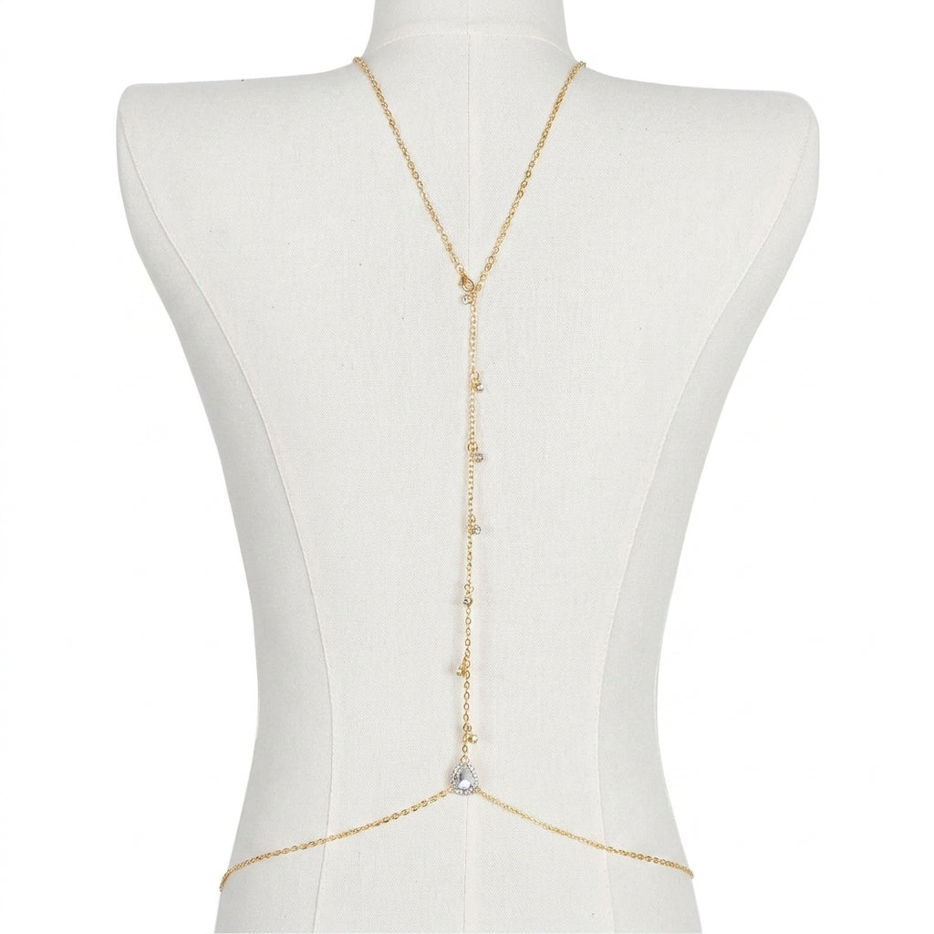 Elegant Teardrop Necklace & Back Chain 