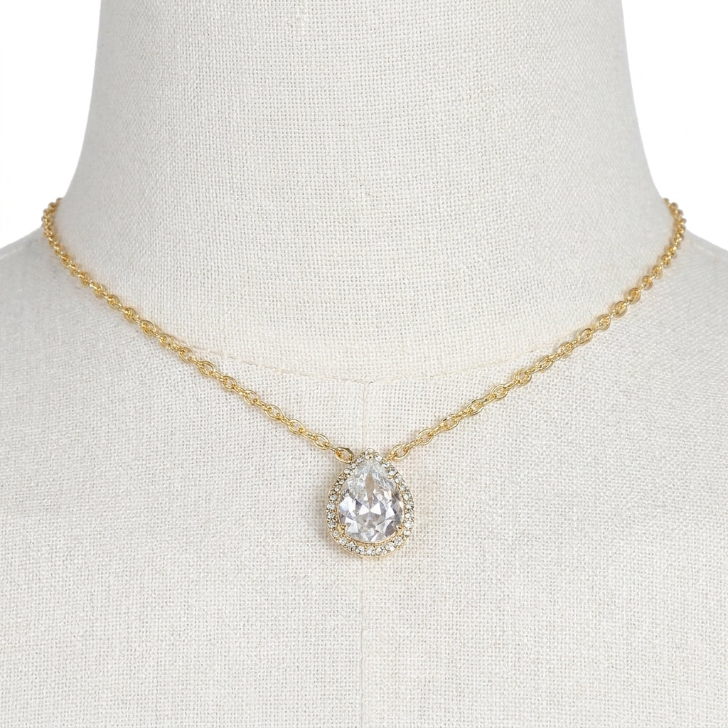 Elegant Teardrop Necklace & Back Chain 