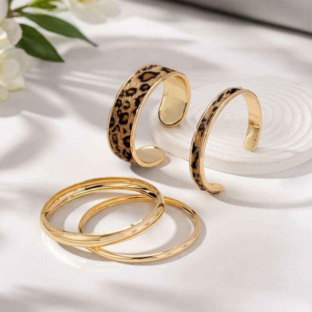 4pc Leopard Bangle Stack