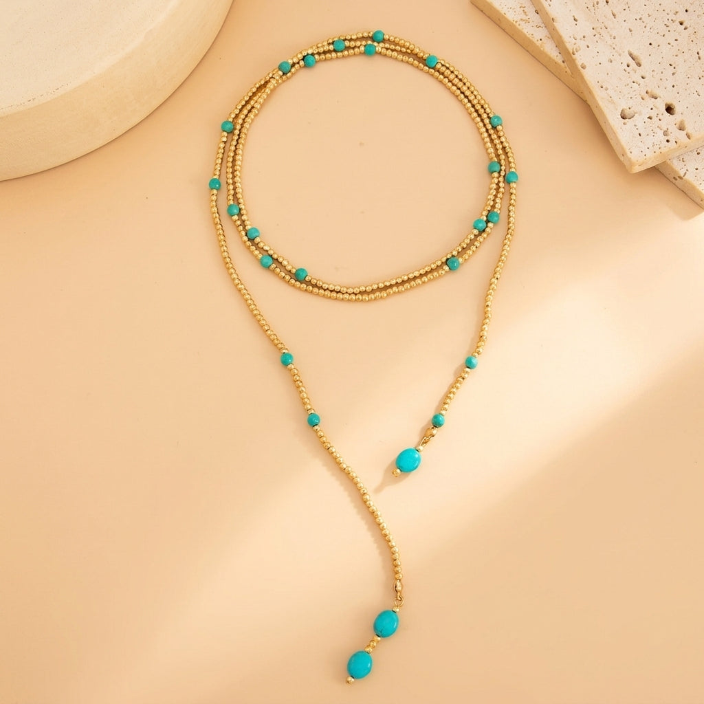 Turquoise Beaded Custom Wrap Necklace