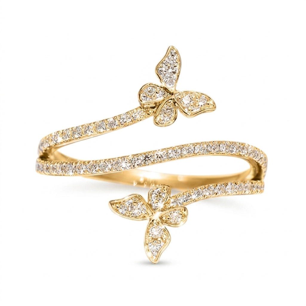 Butterfly Wrap Around Ring in gold