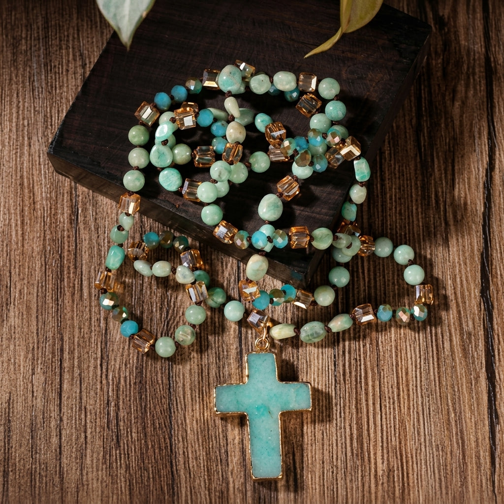 Crystal Tian Cross Necklace