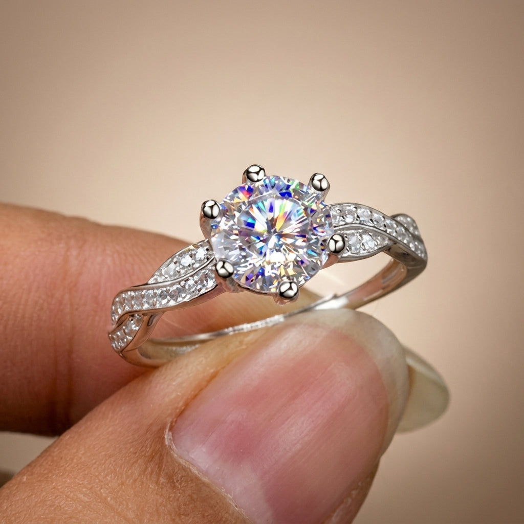 Elegant Pave Spiral Band Ring