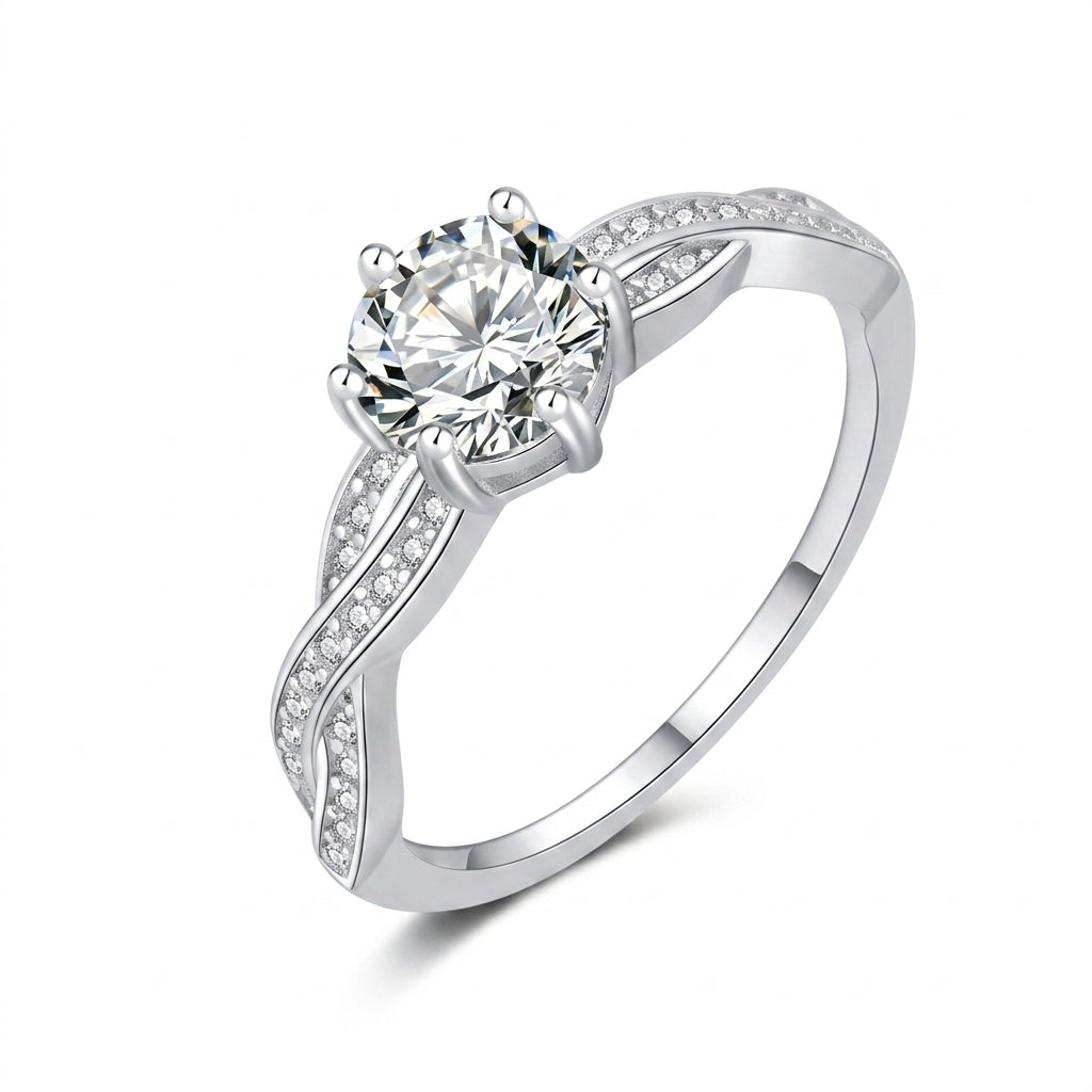 Elegant Pave Spiral Band Ring