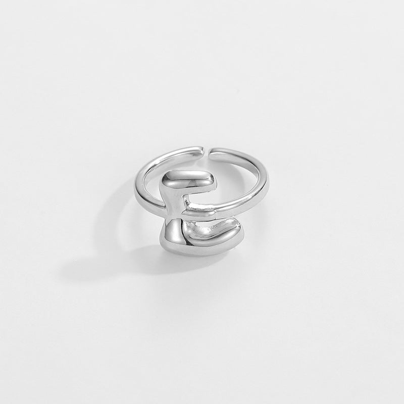 cute bubble letter initial ring