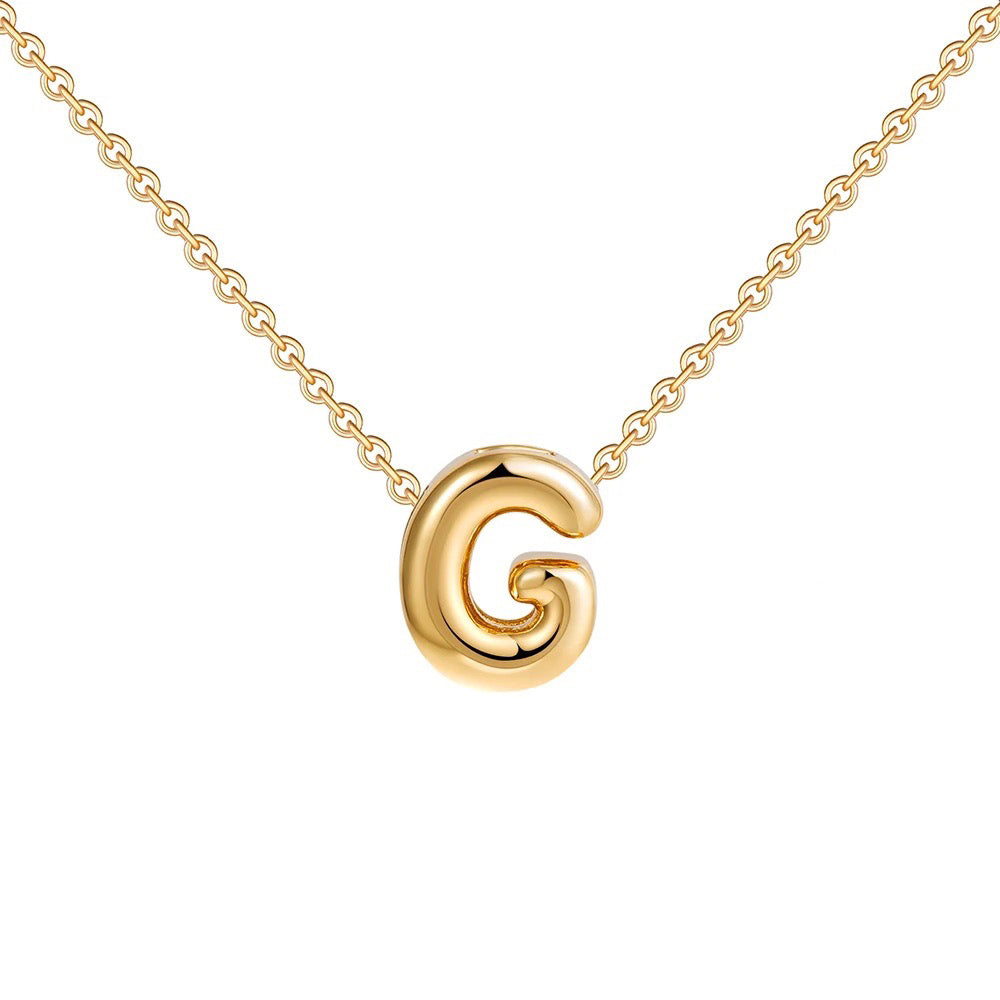 dainty bubble letter initial necklace