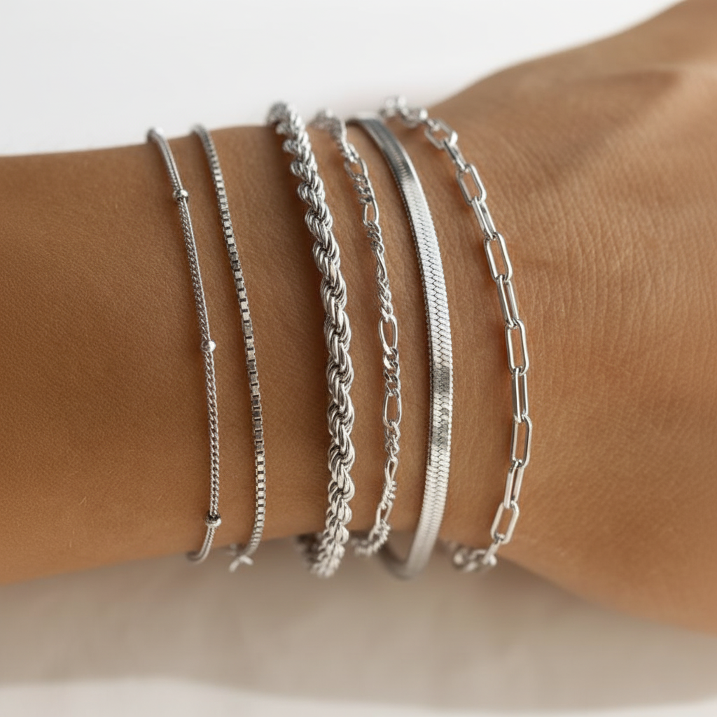 6pc Classic Bracelets Stack in silver