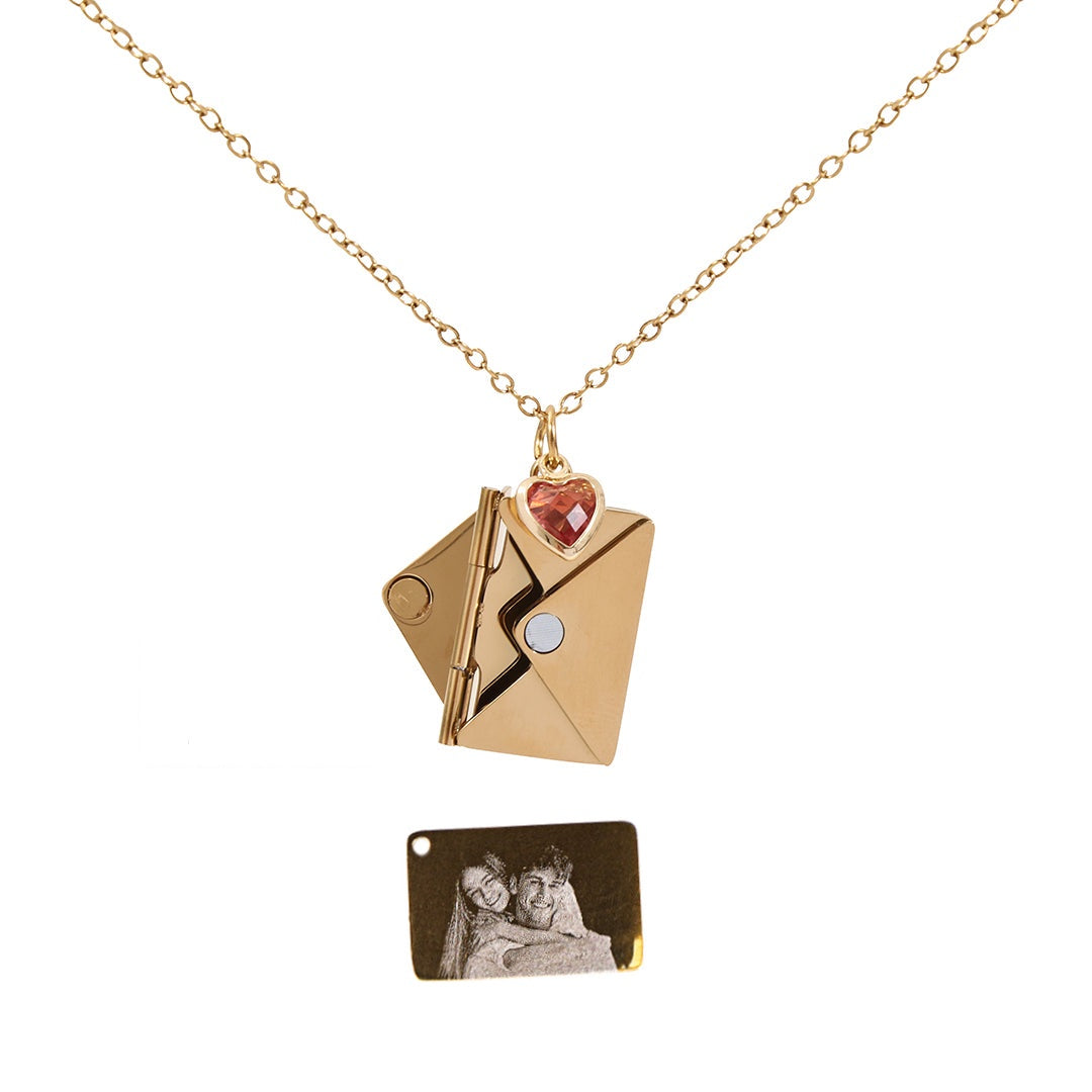 Personalized Image Envelope Necklace in gold