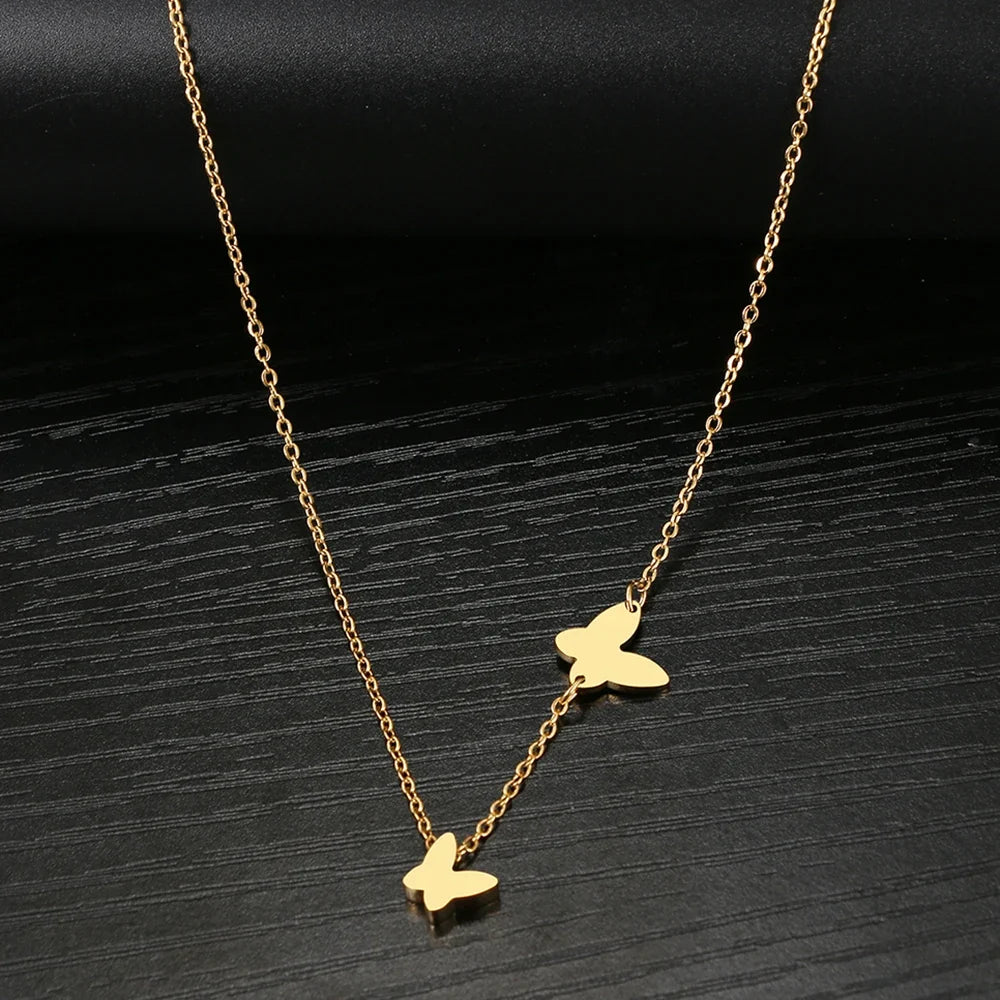 Dainty Fluttering Butterfly Necklace in gold