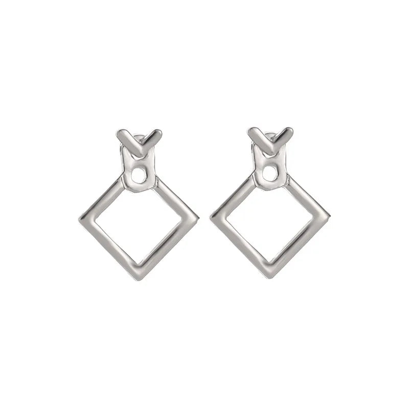 Geometric Overlap Earrings in silver