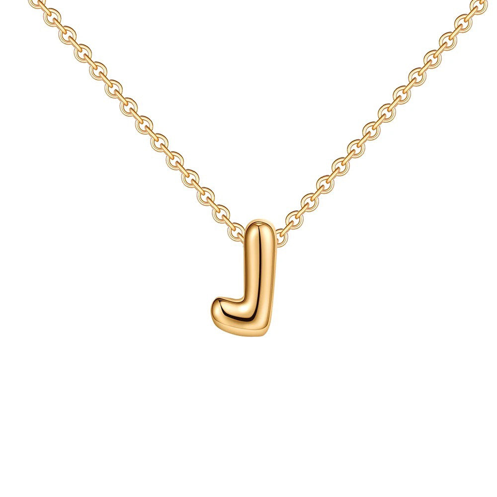 dainty bubble letter initial necklace