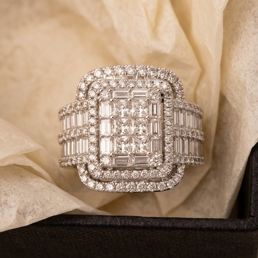 2pc Chunky Diamond Statement Ring