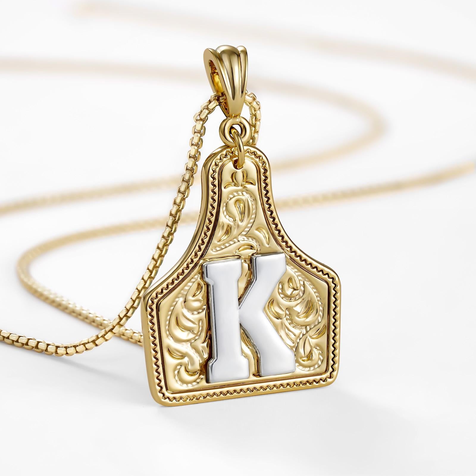 14k Elegant Cowgirl Initial Necklace in gold