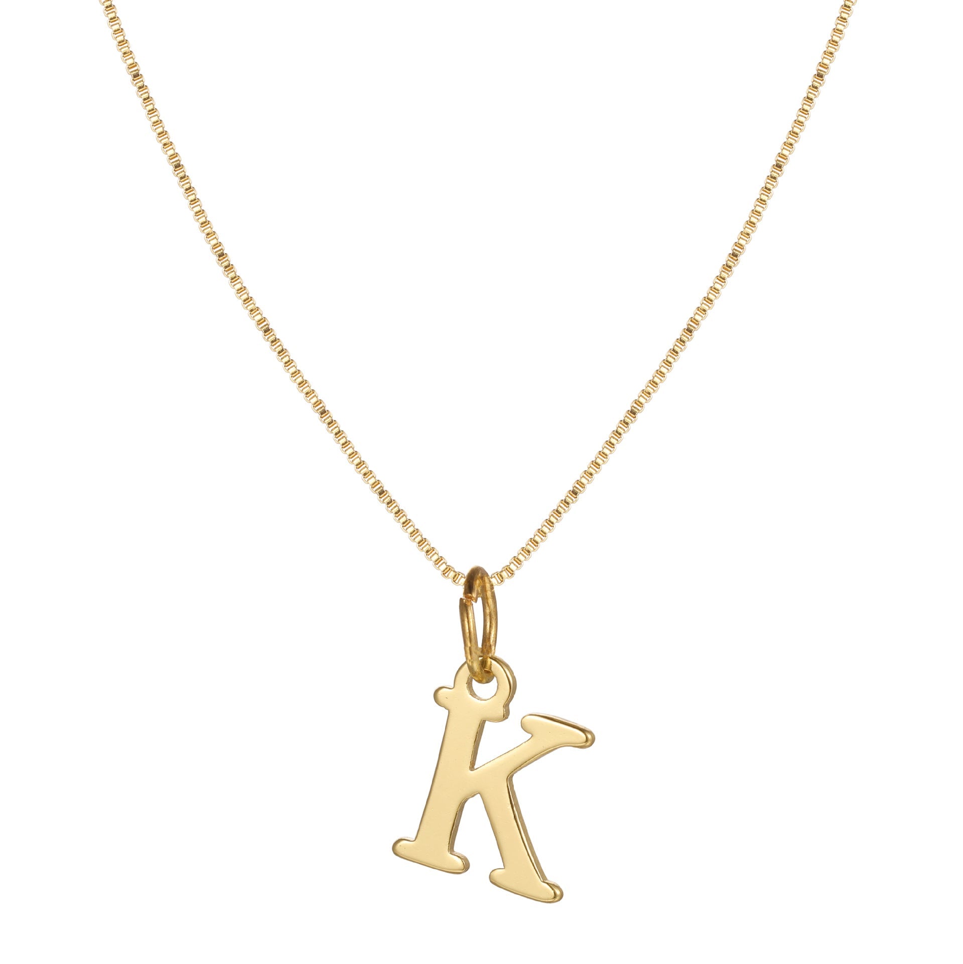 14k minimal serif initial necklace