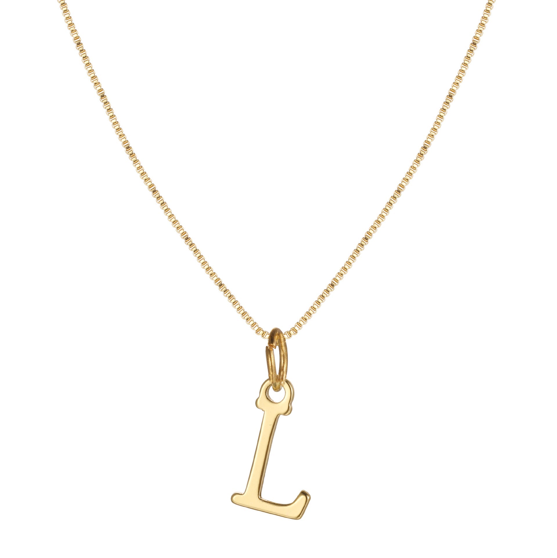 14k minimal serif initial necklace