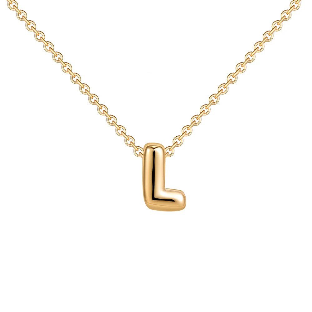 dainty bubble letter initial necklace