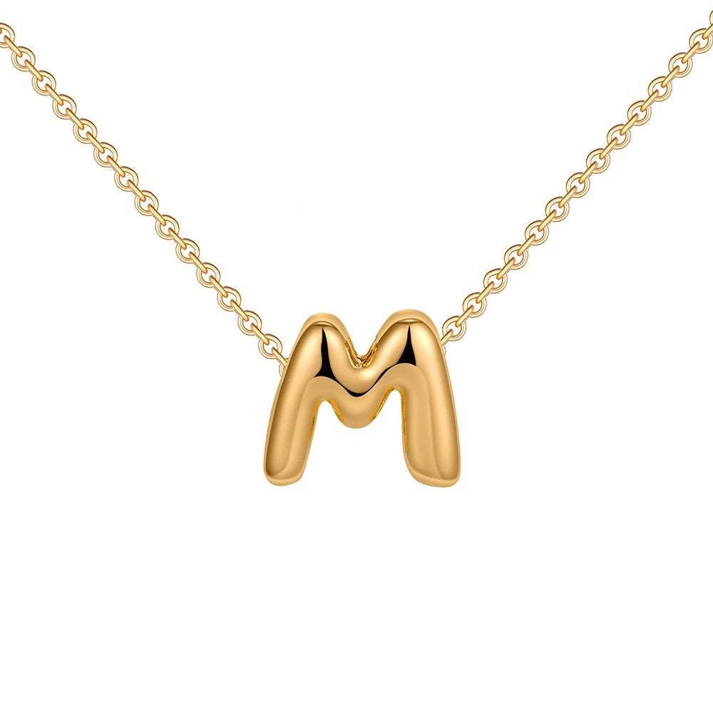 dainty bubble letter initial necklace