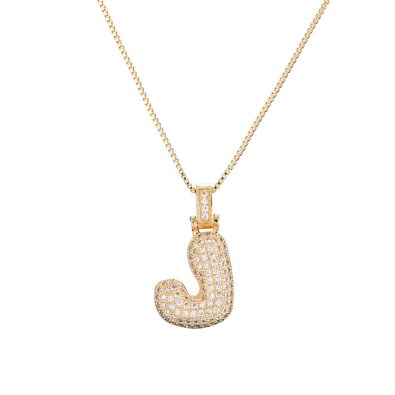 14k diamond dazzle bubble initial necklace