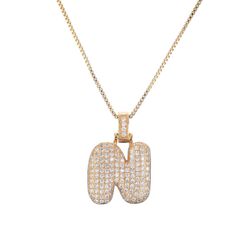 14k diamond dazzle bubble initial necklace