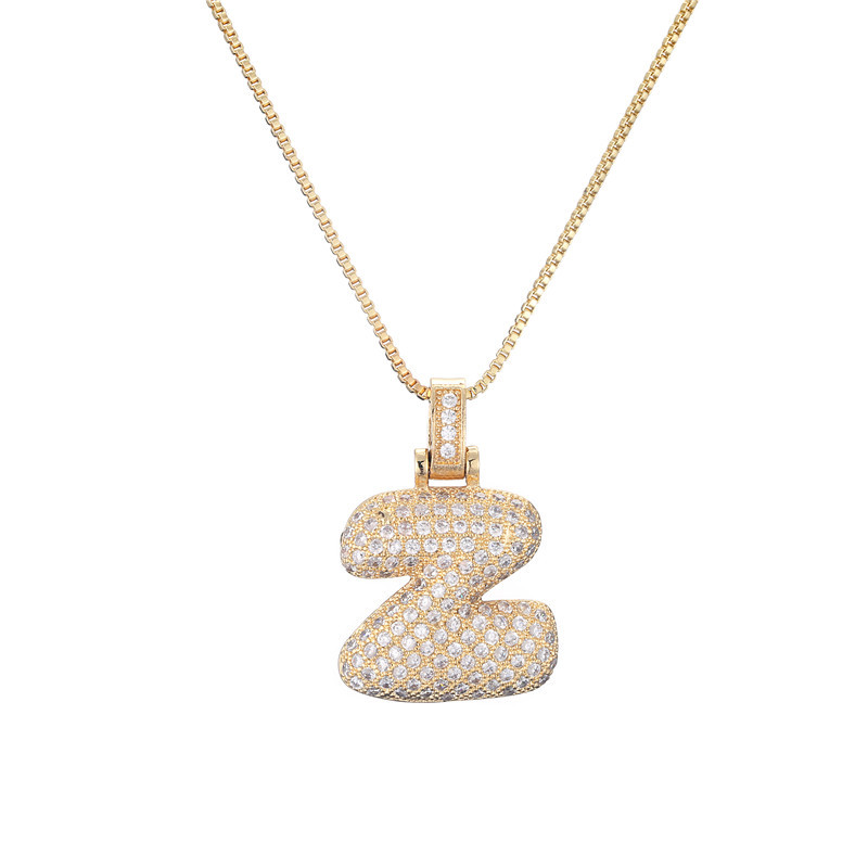14k diamond dazzle bubble initial necklace
