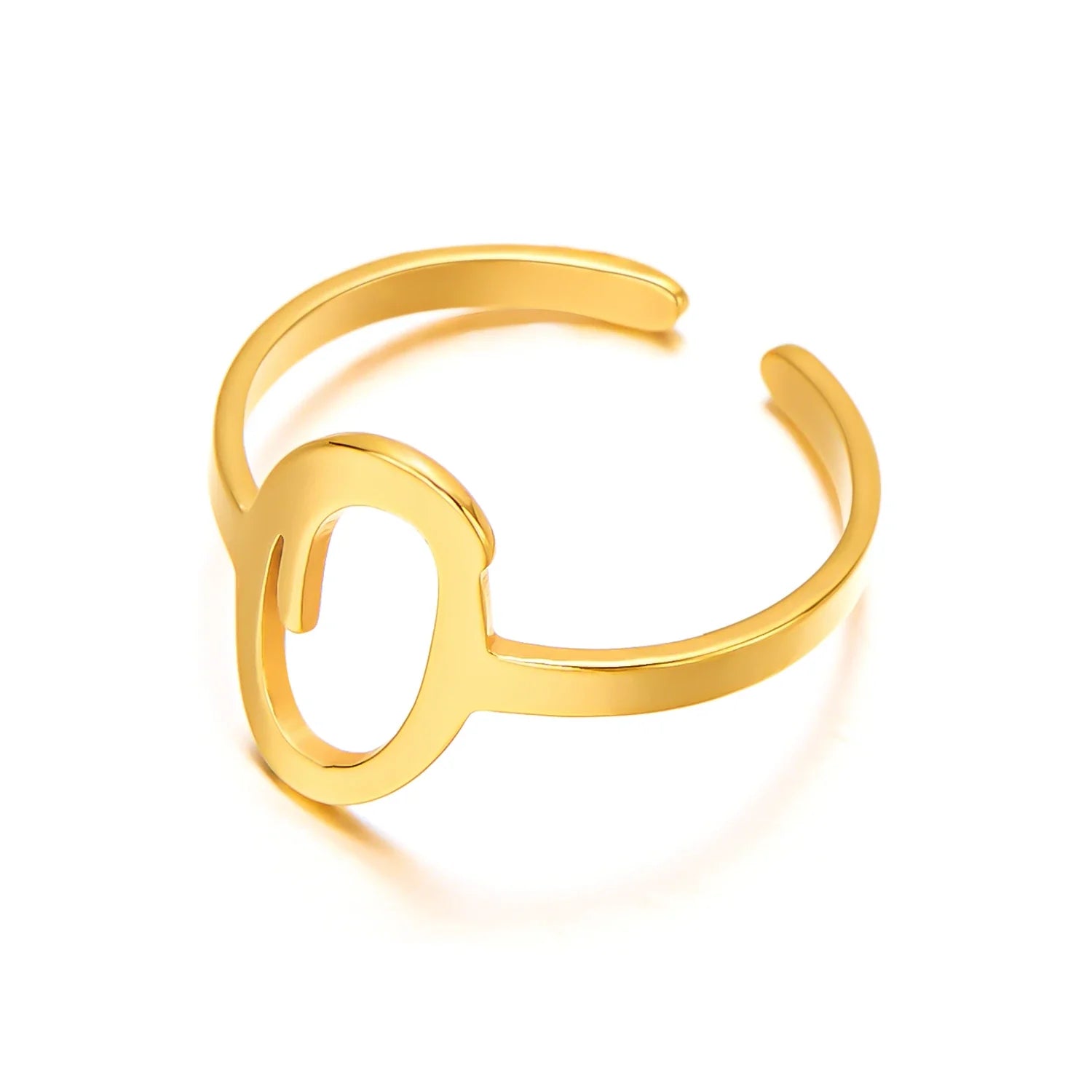adjustable italic cursive letter initial ring