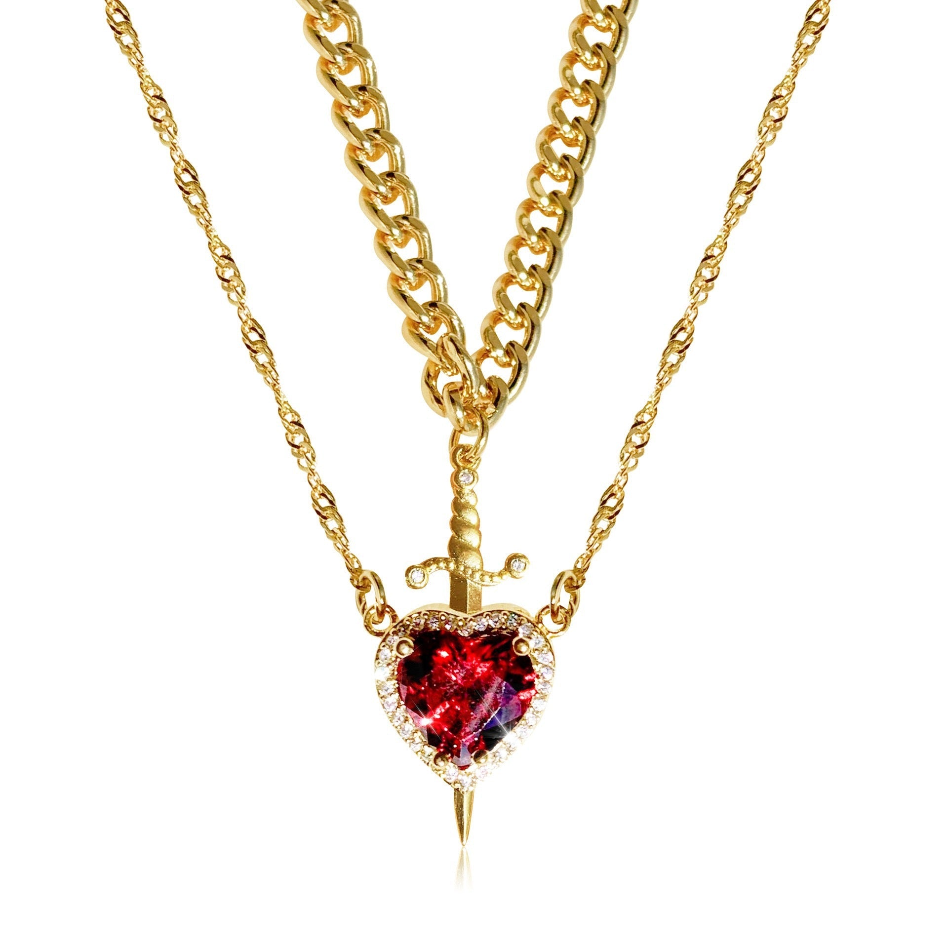 Prince & Princess Couples Necklace Set in gold