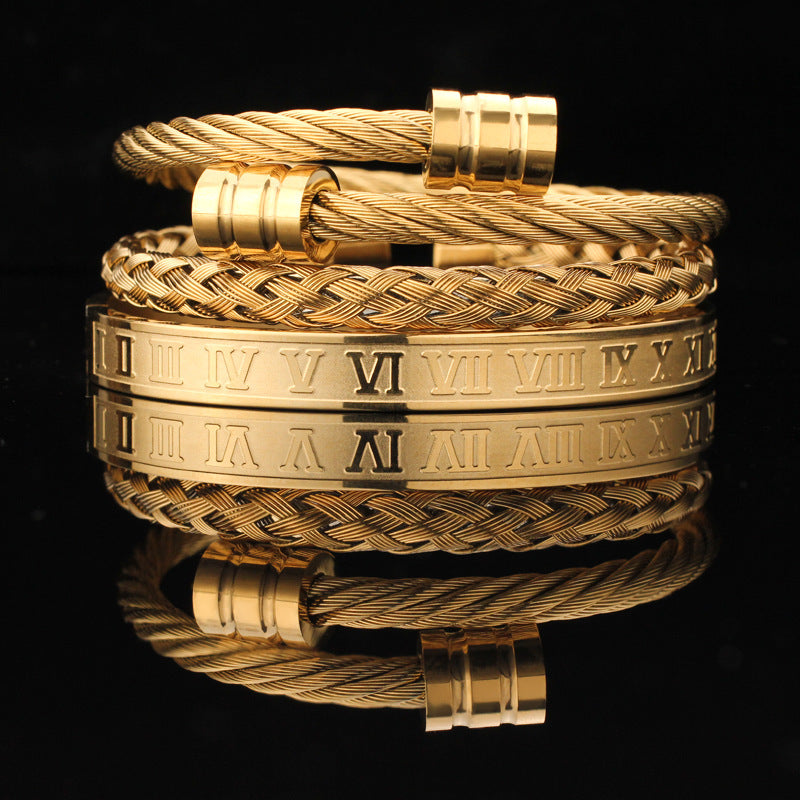 3pc Summit Bracelet Stack in gold
