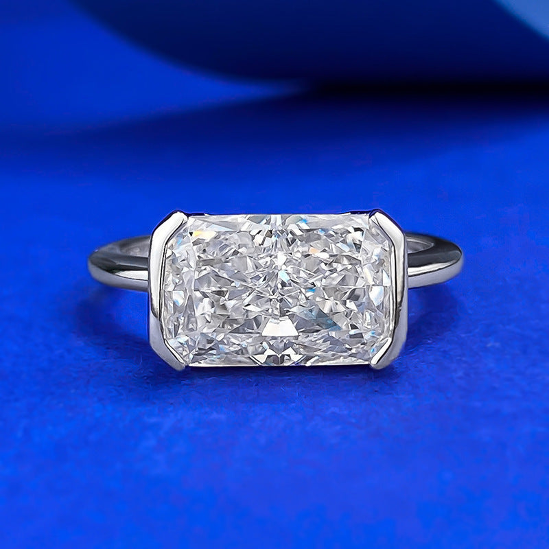S925 East-West Emerald Cut Ring in silver