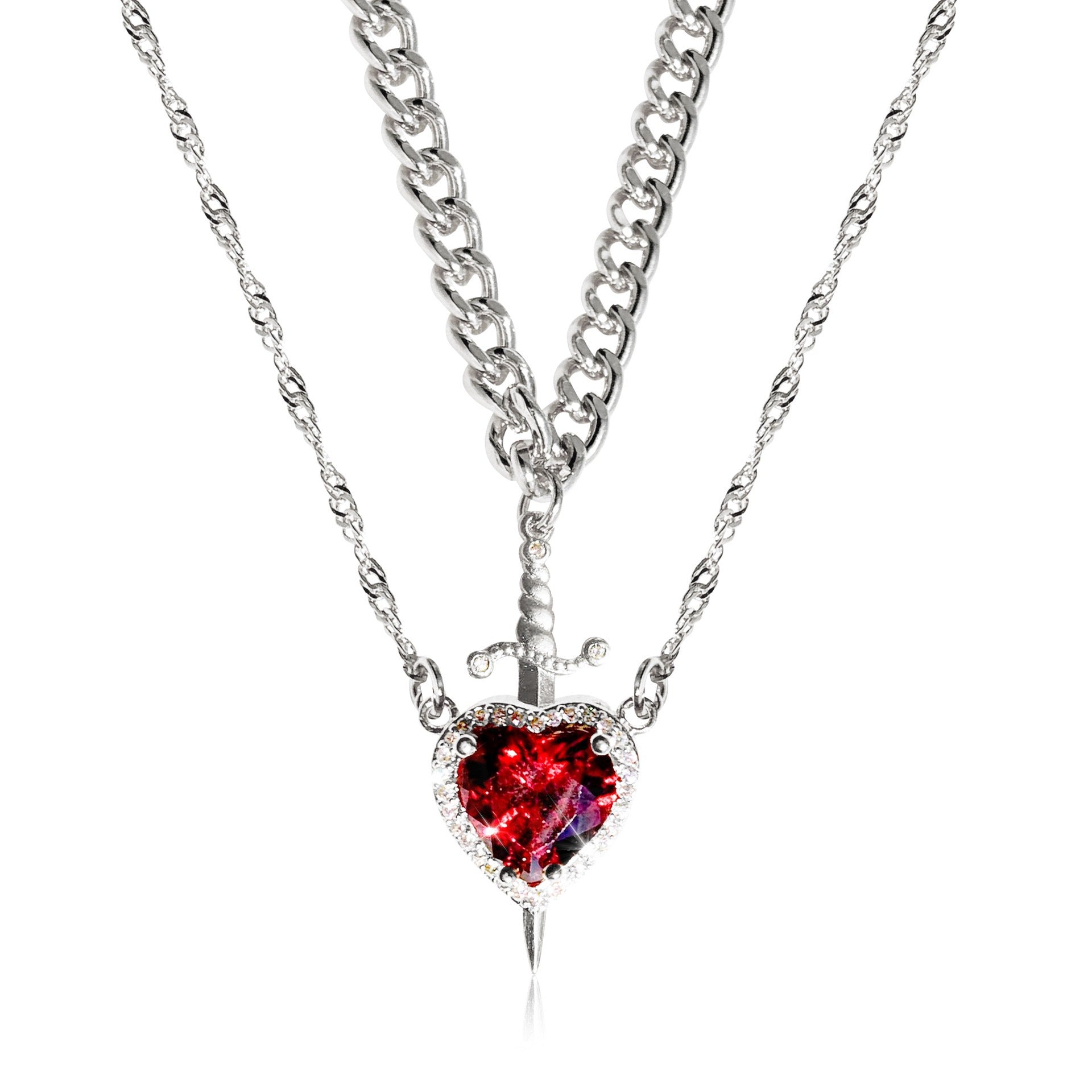 Prince & Princess Couples Necklace Set in silver