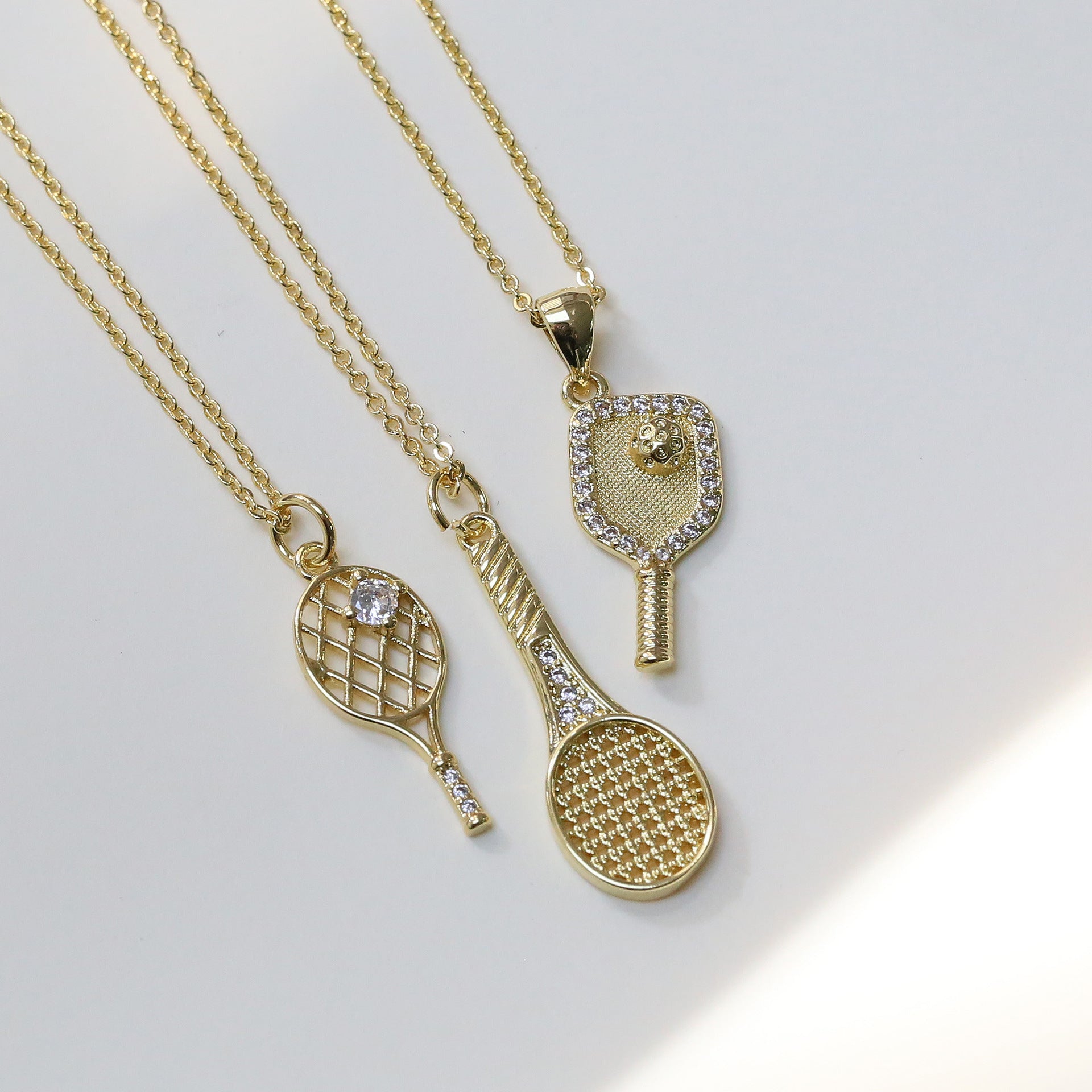 Dainty Diamond Accented Racket Sports Necklace Collection