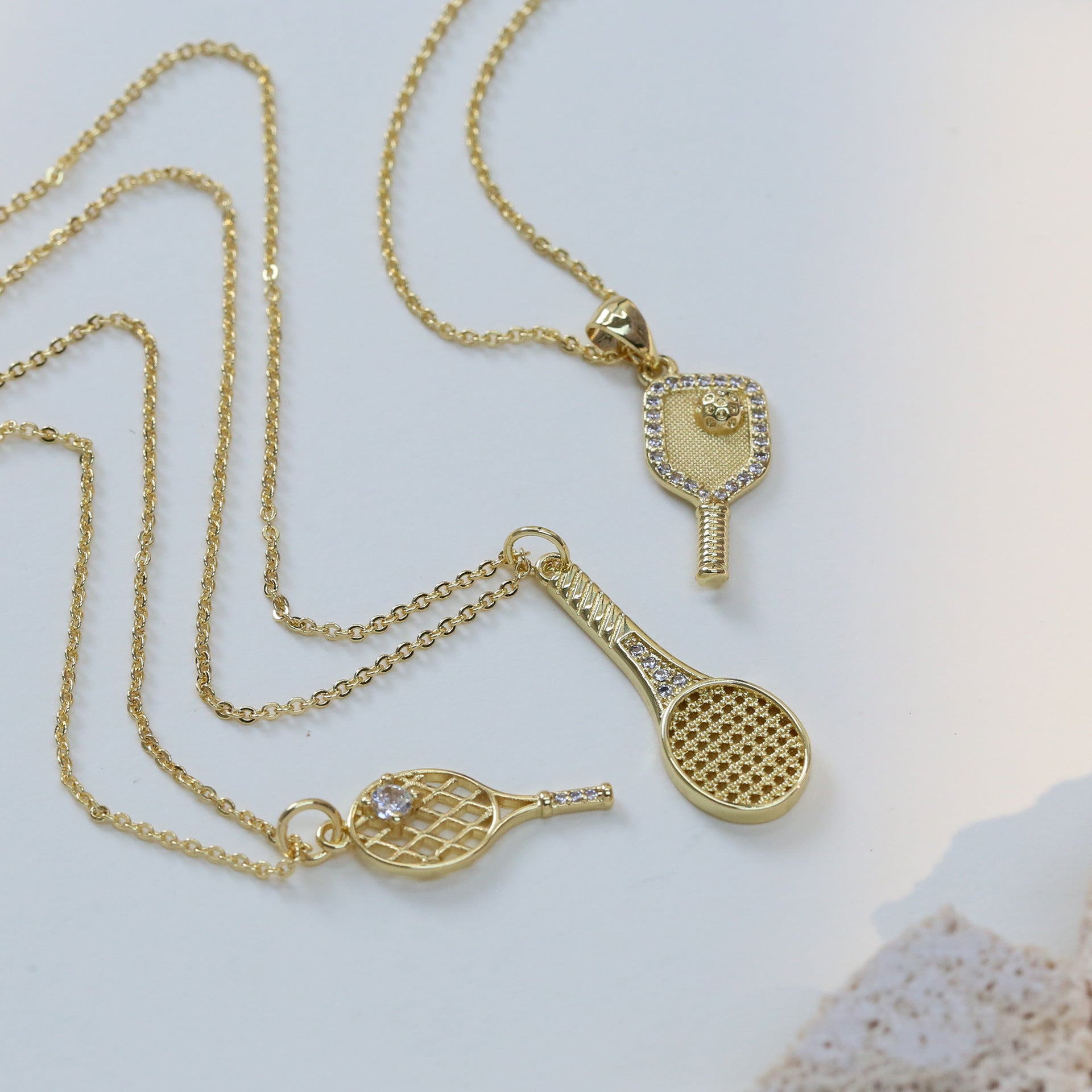 Dainty Diamond Accented Racket Sports Necklace Collection