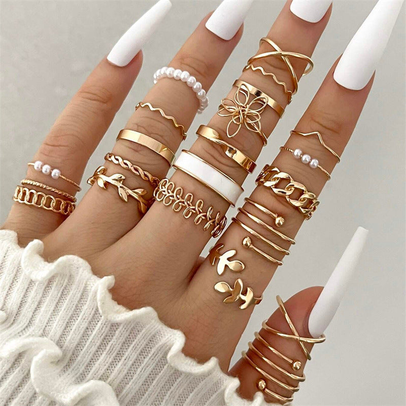 22pc Assorted Ring Stack in gold