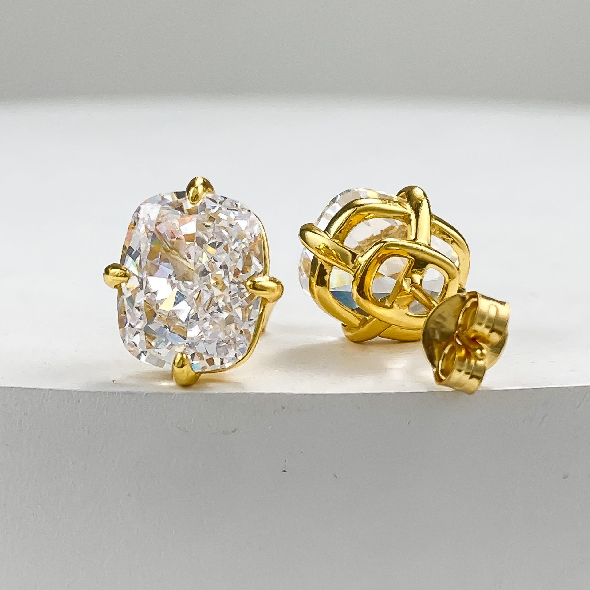 Chunky Rectangle Diamond Stud Earrings