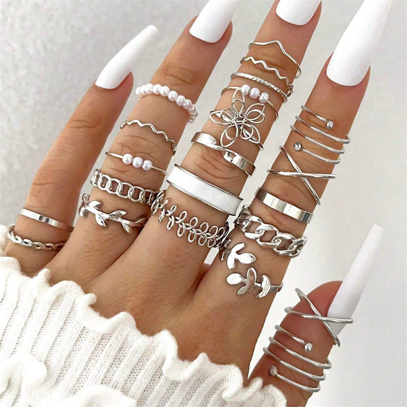 22pc Assorted Ring Stack in silver