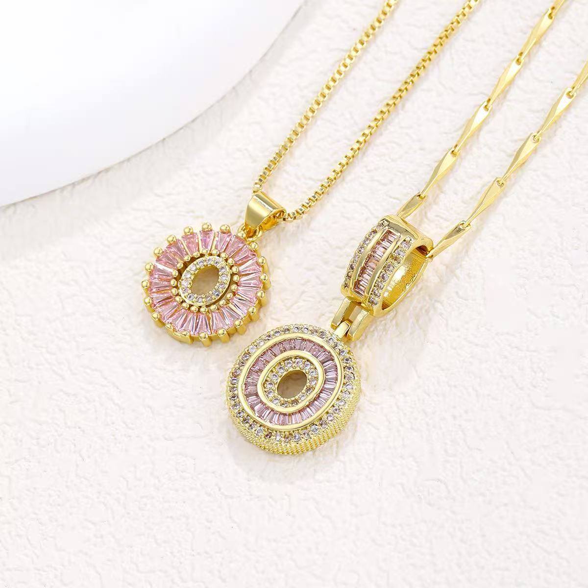 2pc 14k diamond letter initial necklaces limited pink edition