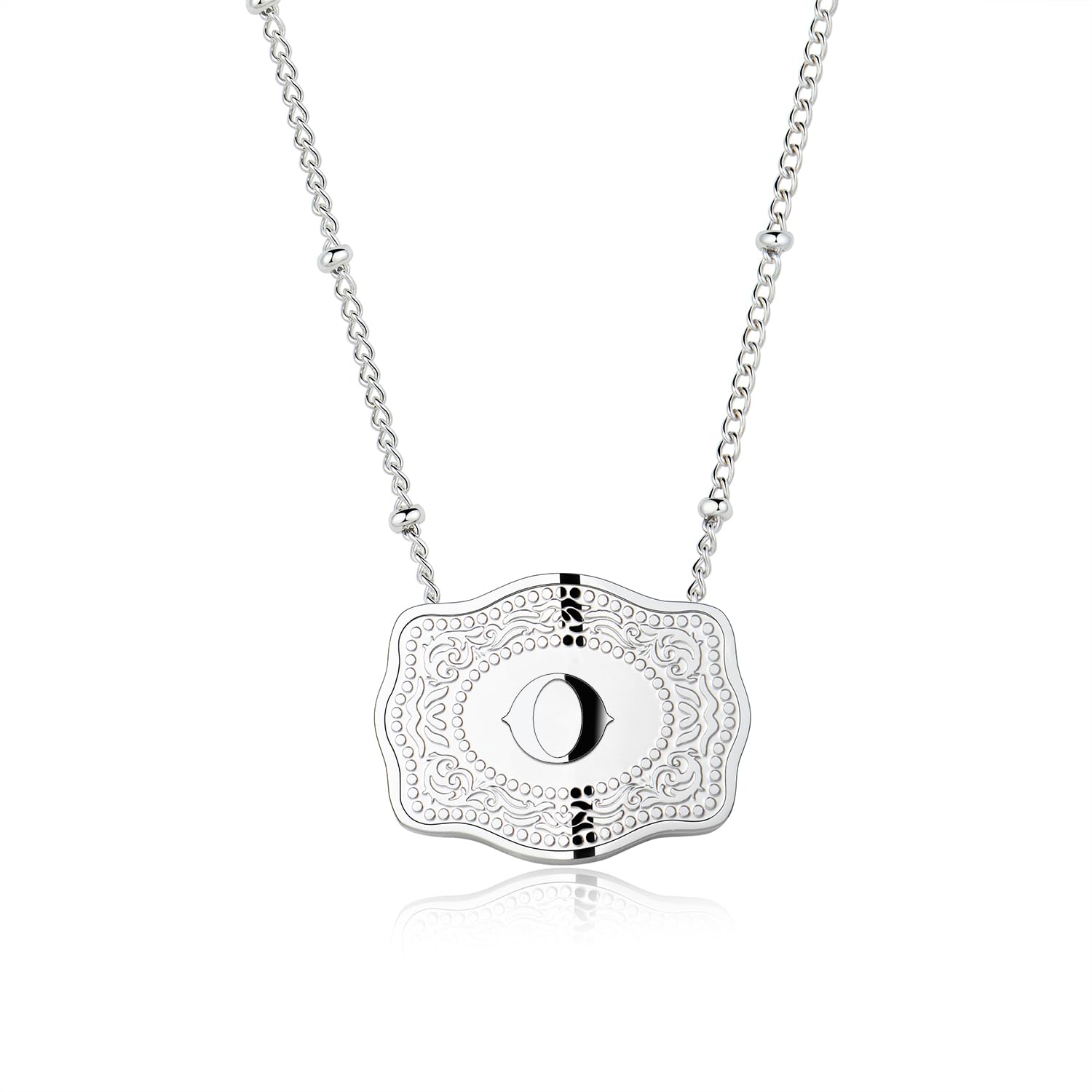 dainty belt buckle letter initial necklaces
