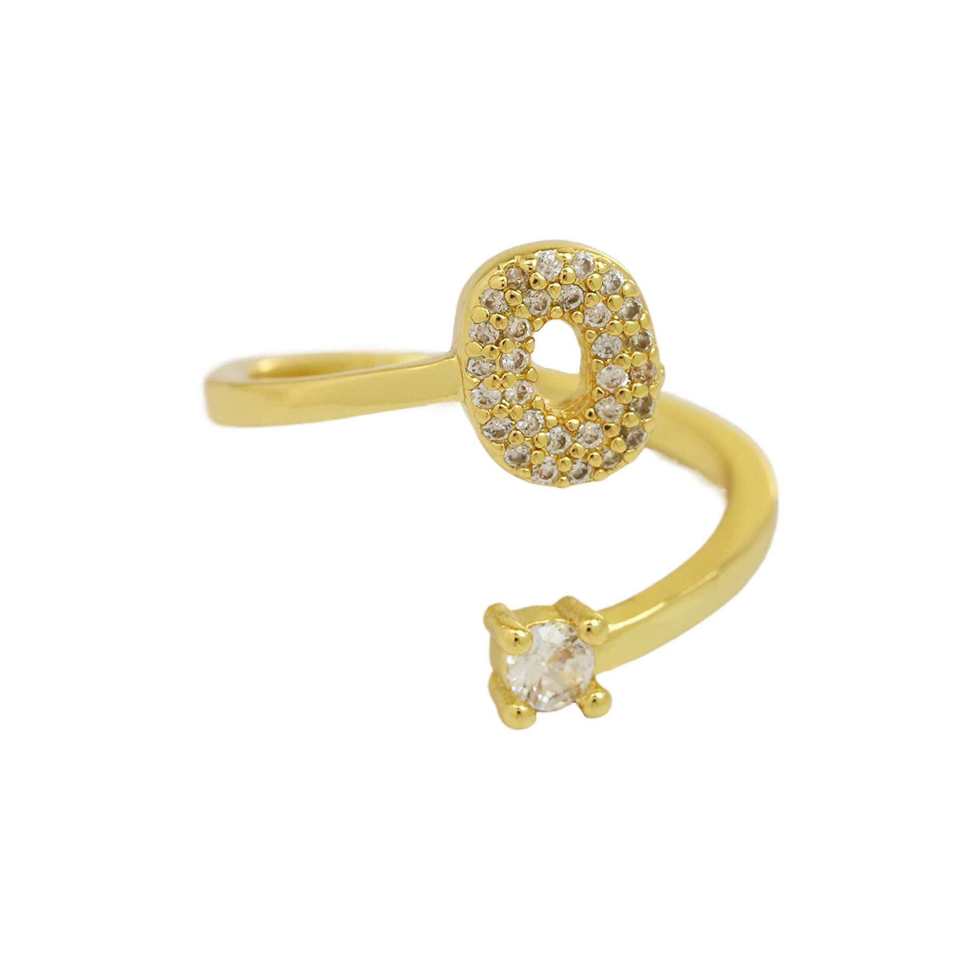 dainty bubble diamond wrap initial ring
