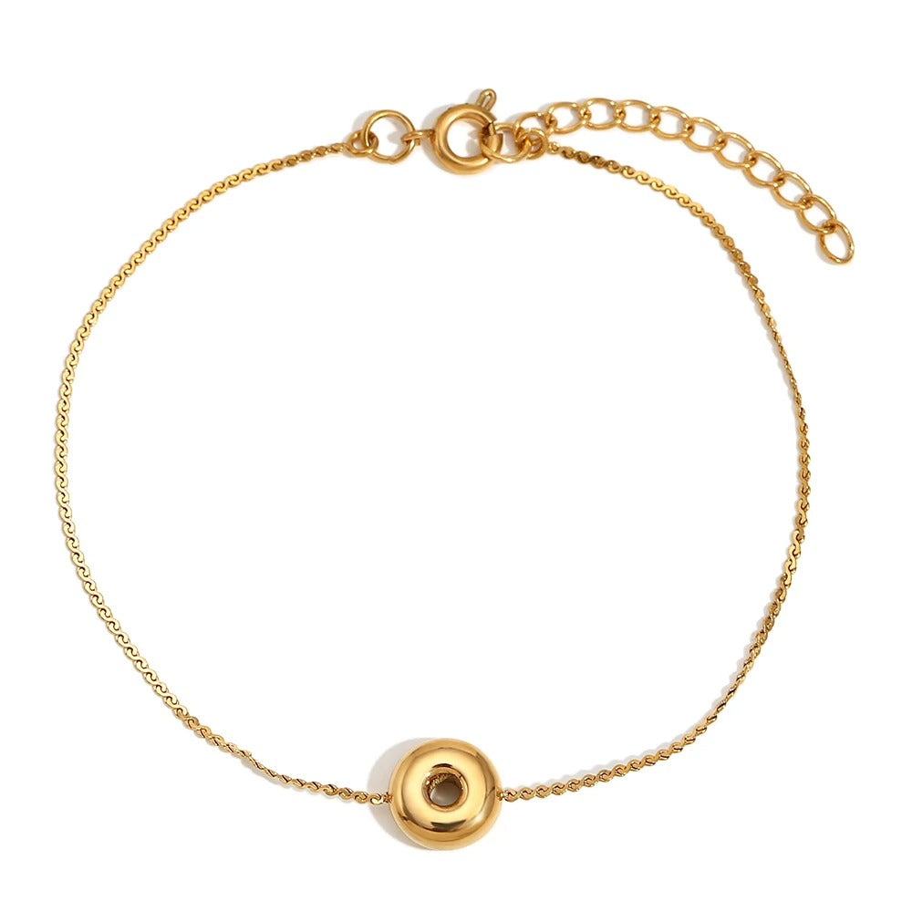 dainty bubble letter initial bracelet