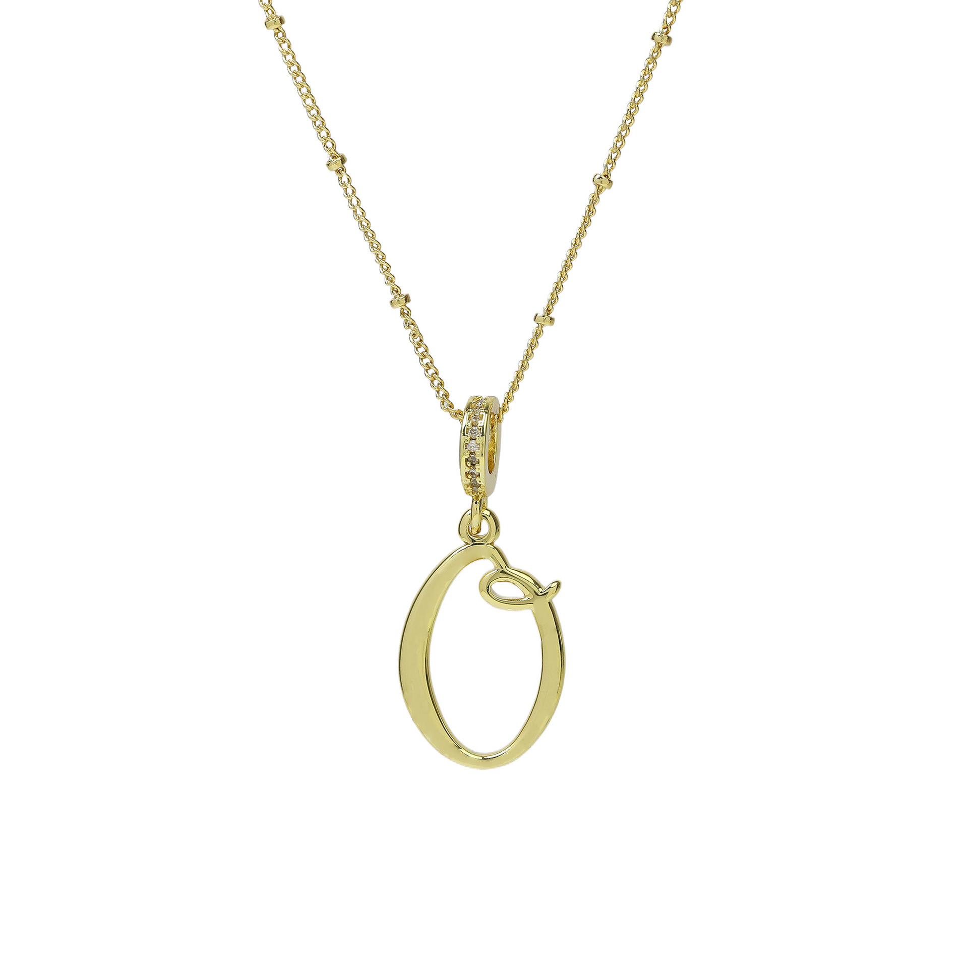elegant cursive font satellite chain initial necklace