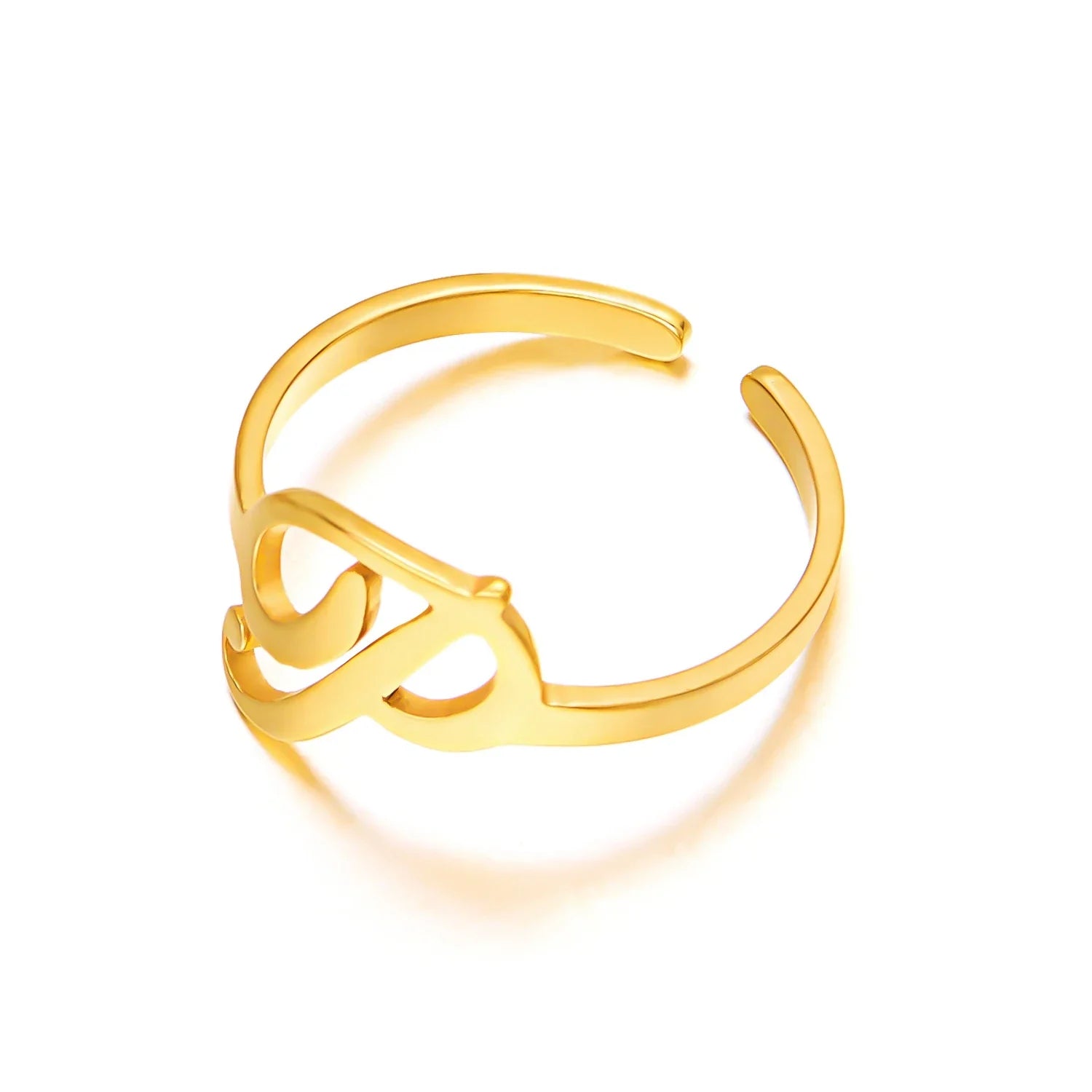 adjustable italic cursive letter initial ring