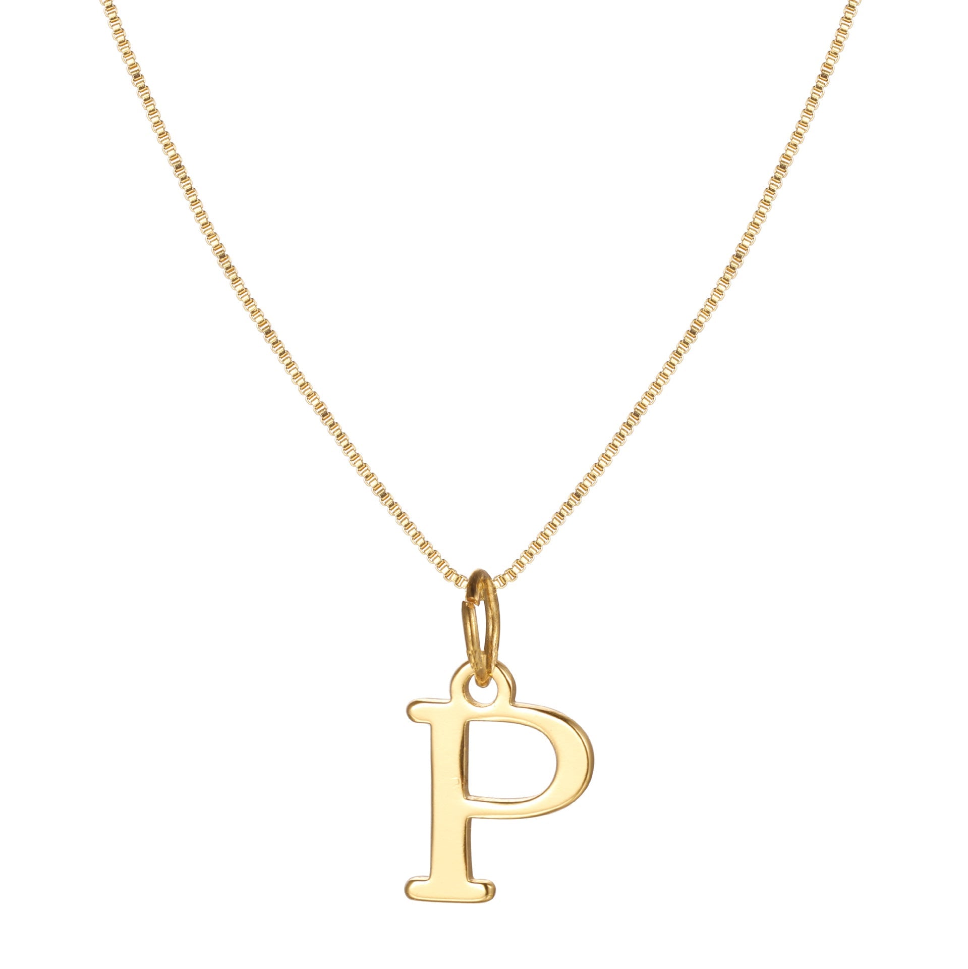 14k minimal serif initial necklace