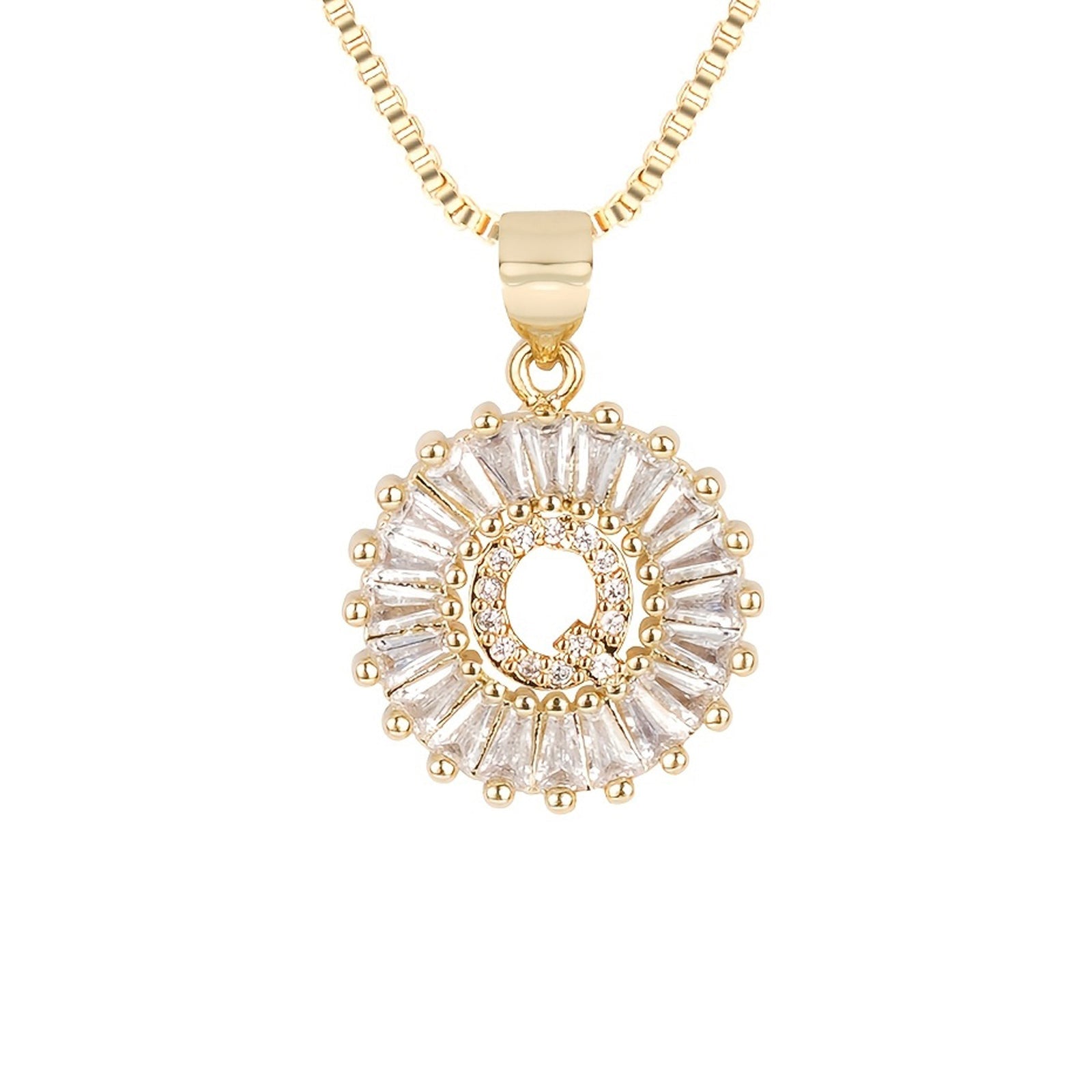 Circle Initial Necklace in gold