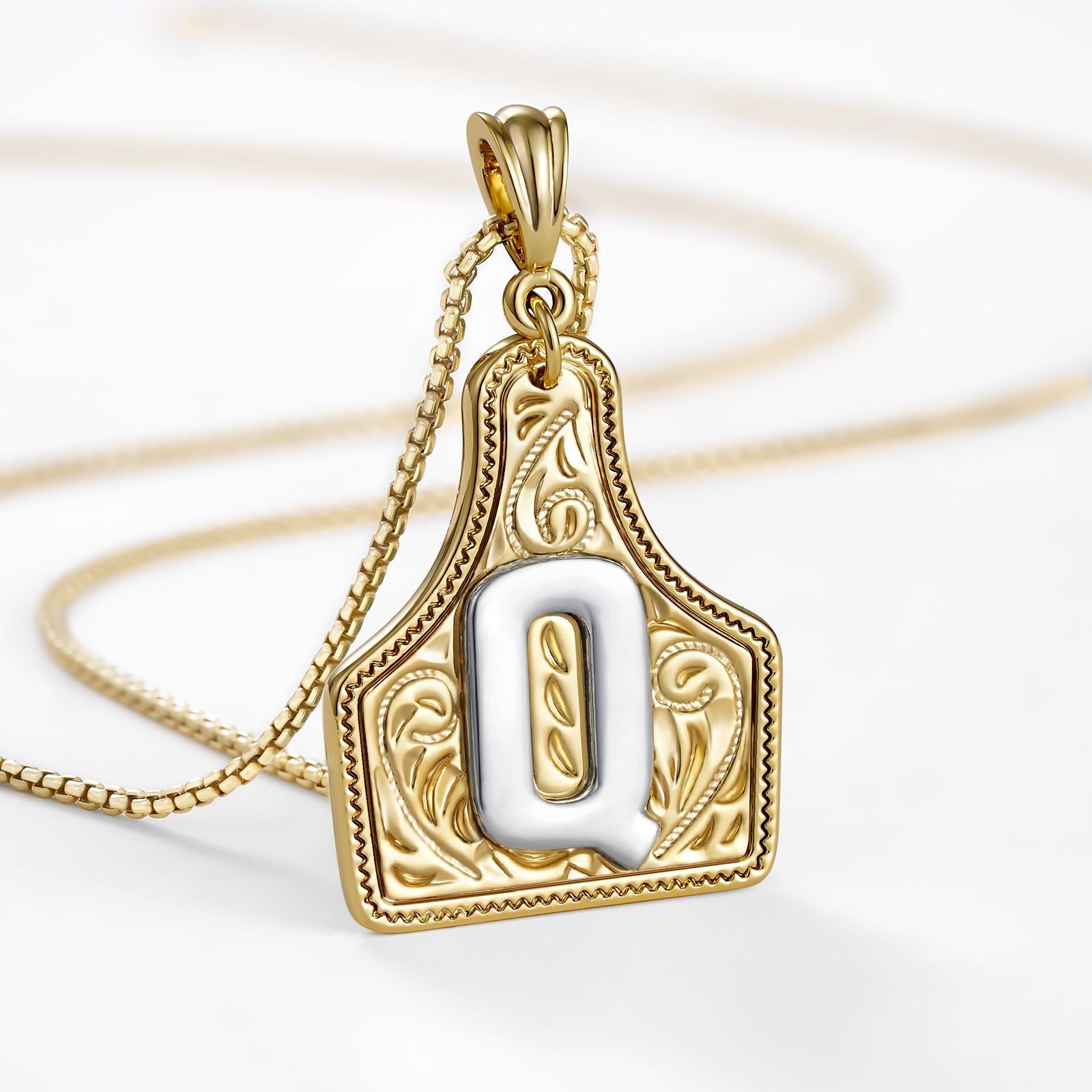 14k Elegant Cowgirl Initial Necklace in gold