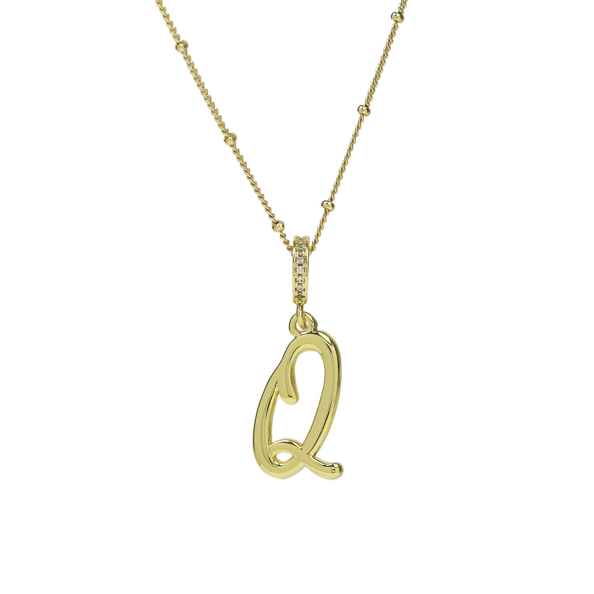 elegant cursive font satellite chain initial necklace